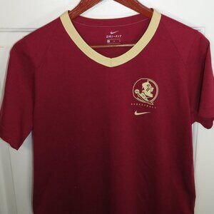Nike Dri-Fit Florida State Seminoles Basketball Womens V-Neck T-Shirt Sz Medium